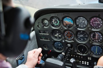 Attitude and heading indictor on an instrument panel