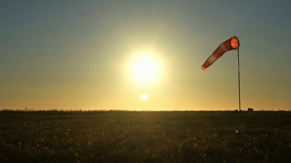 Airport wind sock at golden hour