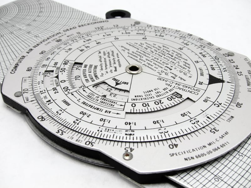 The calculation side of an E6B flight computer