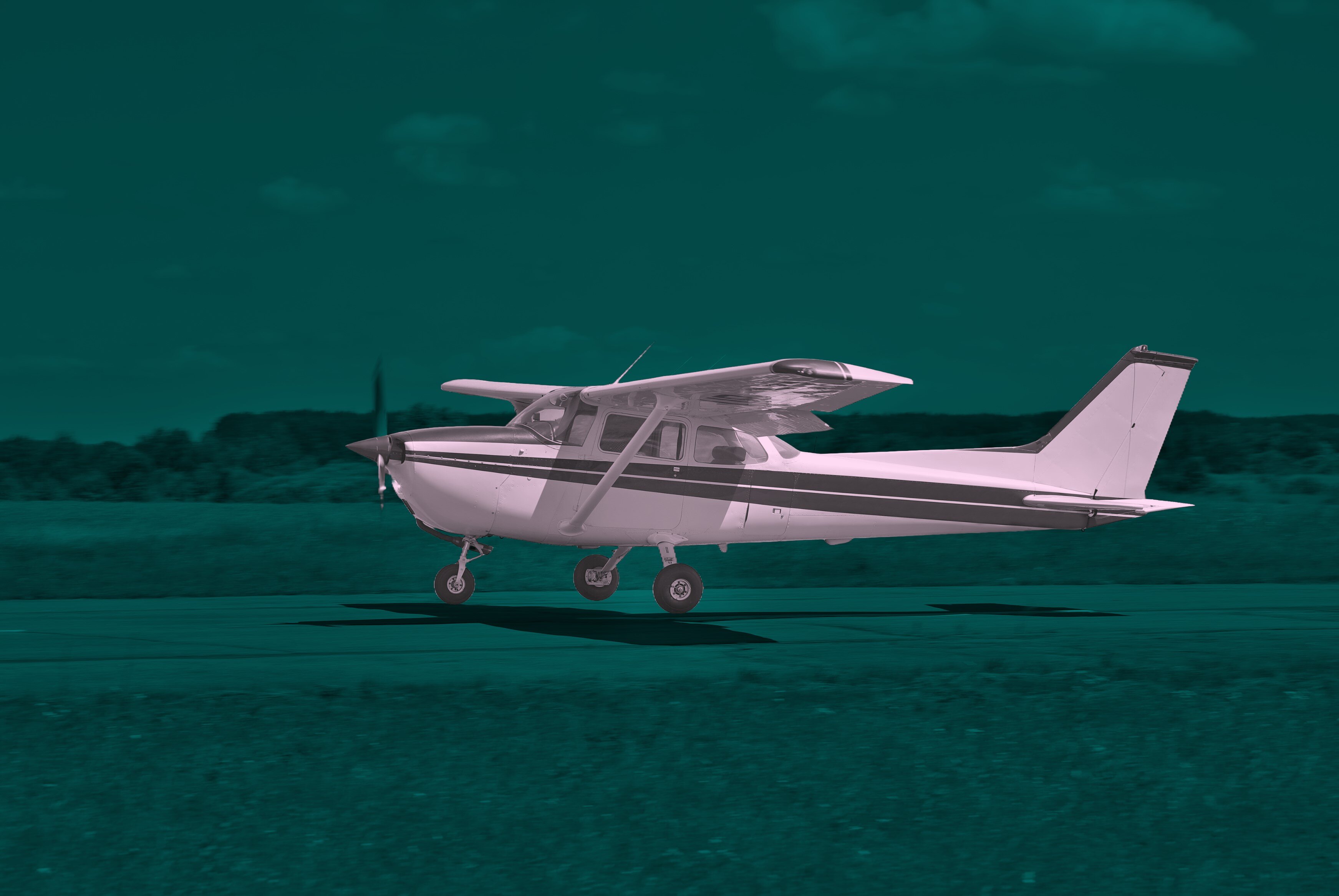 High-wing airplane landing