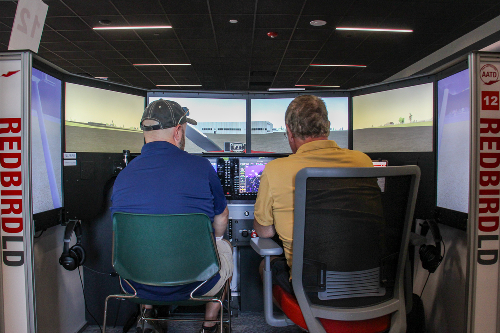 Student and CFI preparing to taxi to takeoff on a Redbird LD