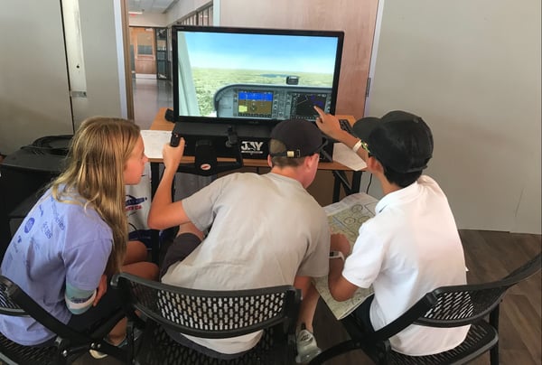 Students in the Redbird STEM Lab at EAA AirVenture