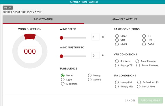 Instructor Station In-Flight Weather