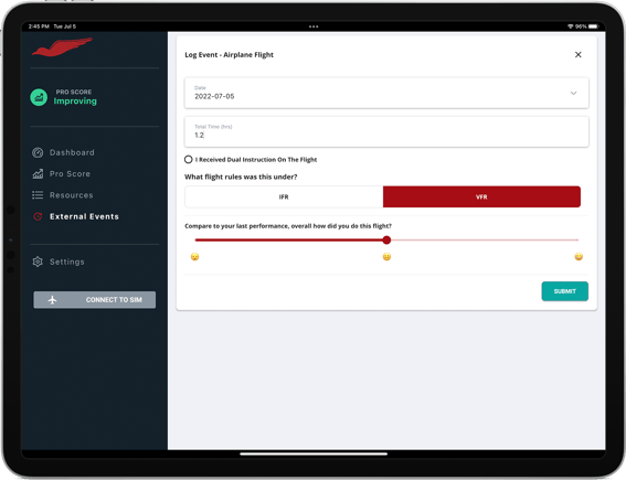 Log Airplane Flight in Redbird Pro