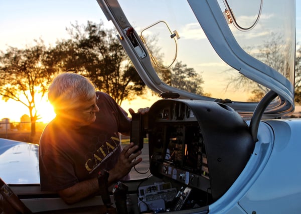 Pilot conducting a preflight