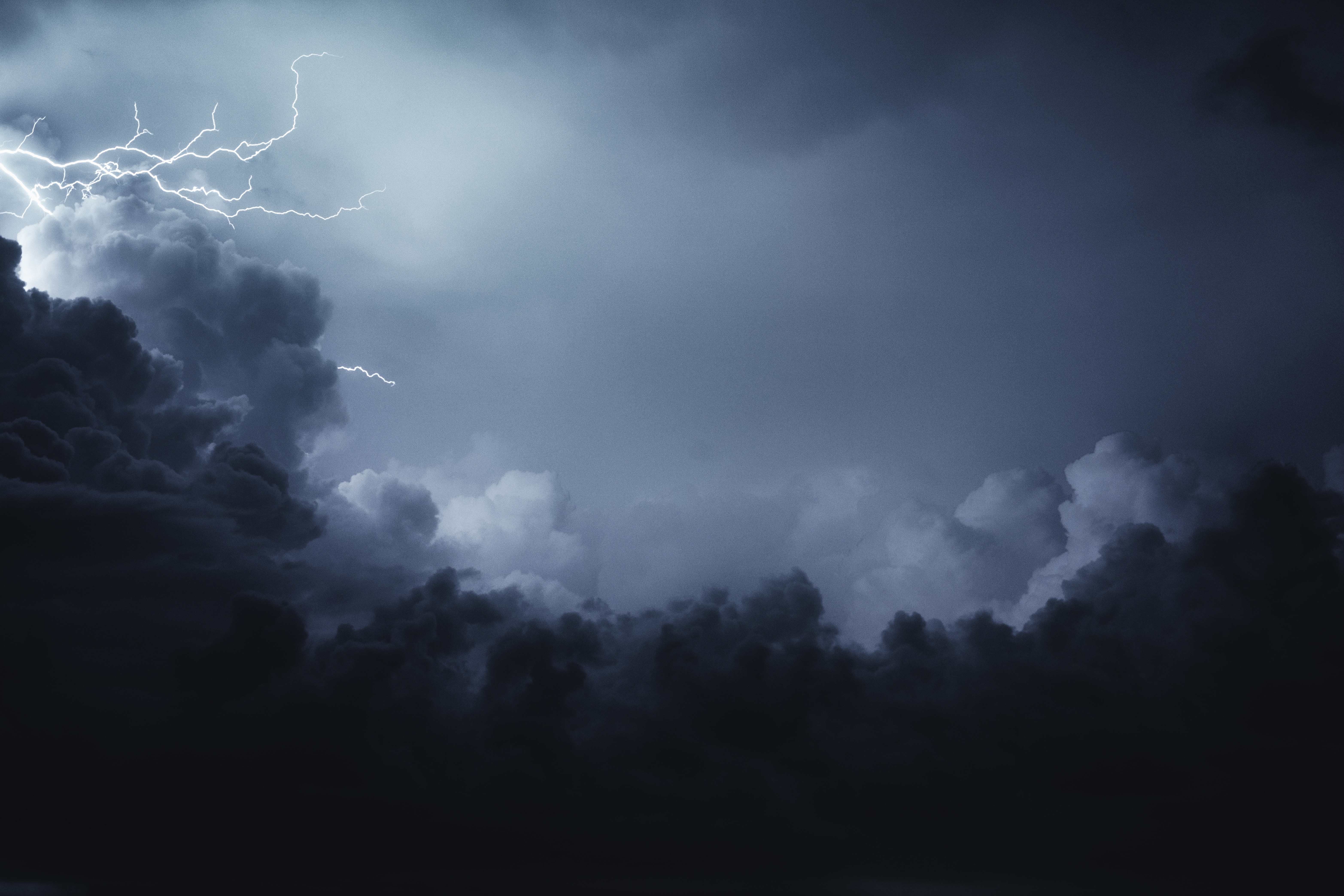 Lightning striking in a thunderstorm