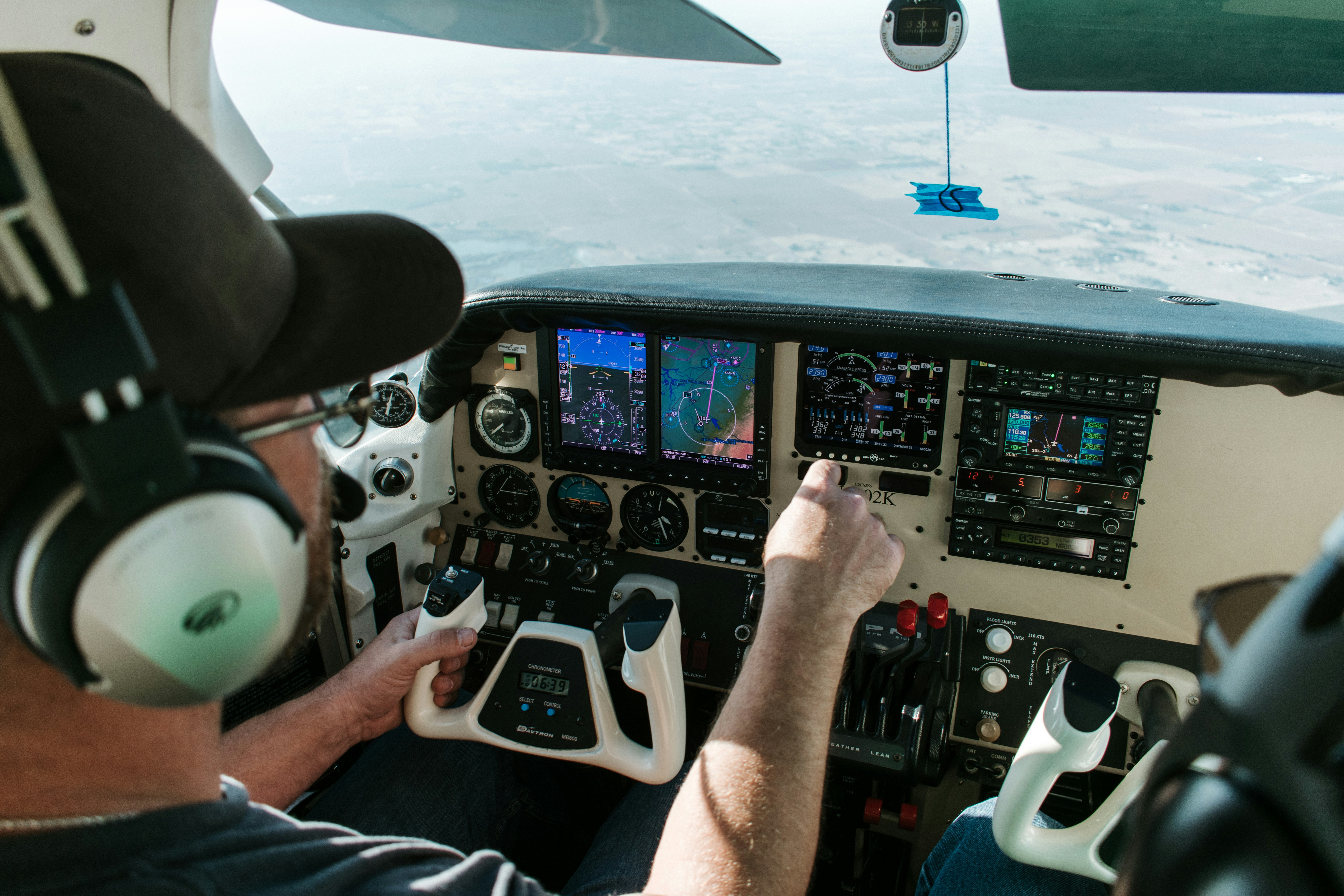 Pilot flying a Ga twin-engine airplane
