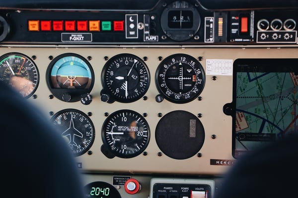 Instrument panel in a general aviation airplane