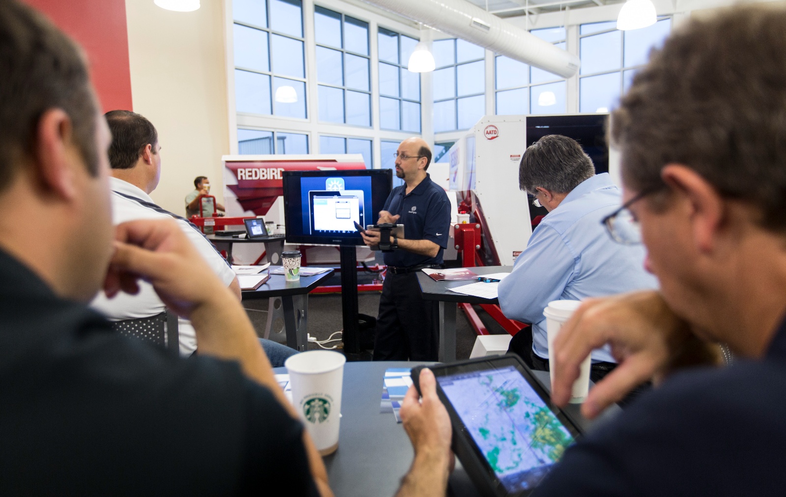 Pilots attending a training course on weather