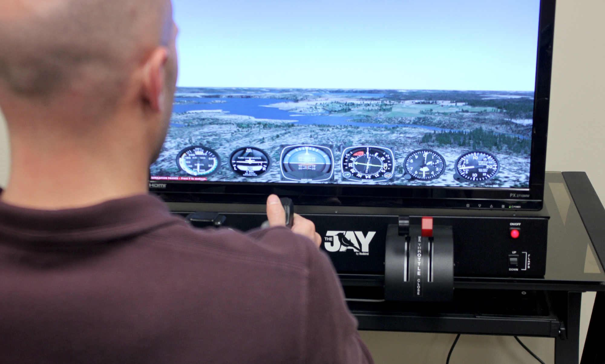 Pilot Flying Redbird Jay Flight Simulator