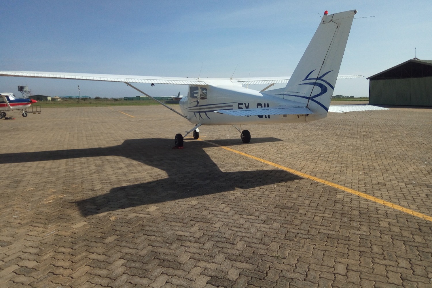 General aviation airplane parked on the ramp