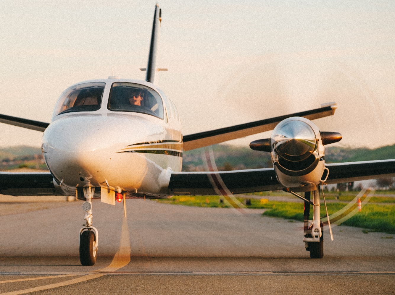 Pilot taxiing on the runway