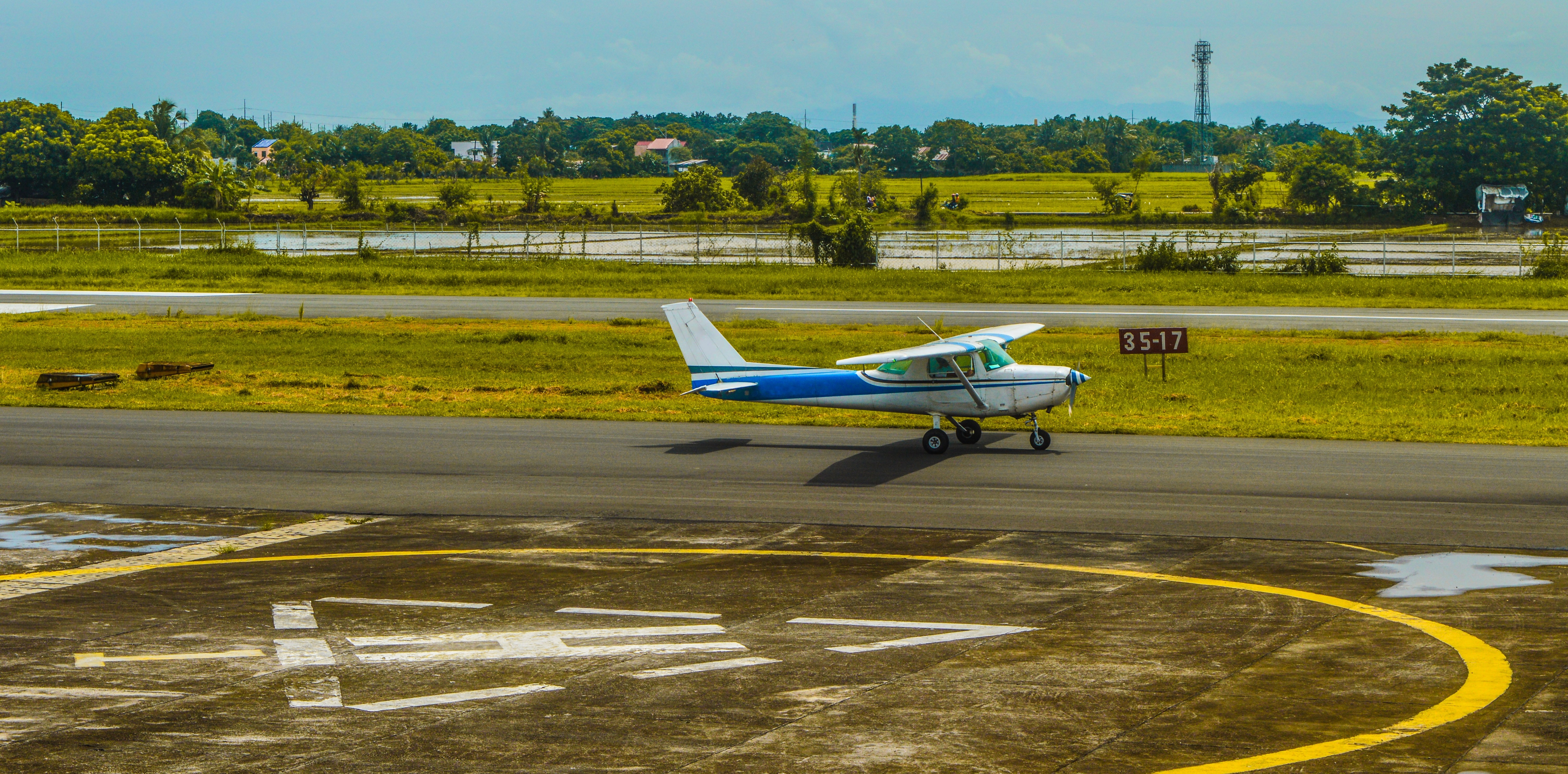 Training aircraft on runway