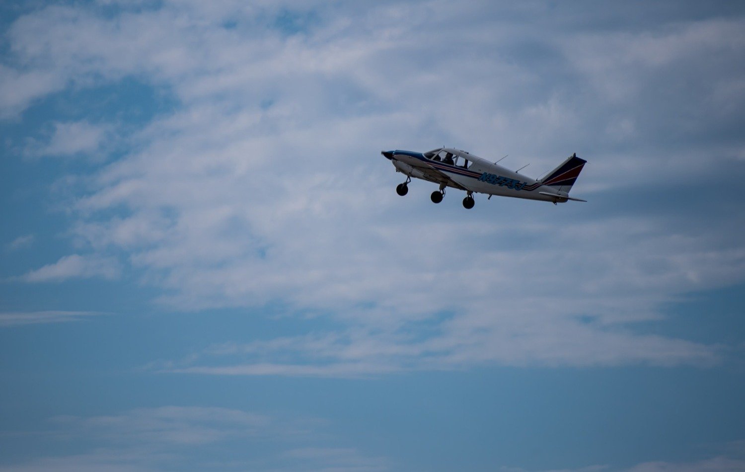 A general aviation plane takes off in VFR conditions